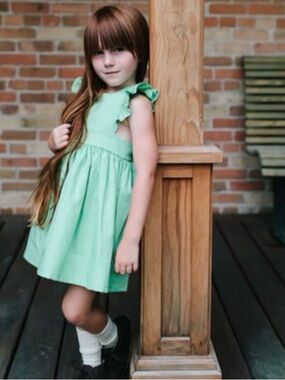 Wren & James Girls' Ruffle Strap Pinafore-Style Dress